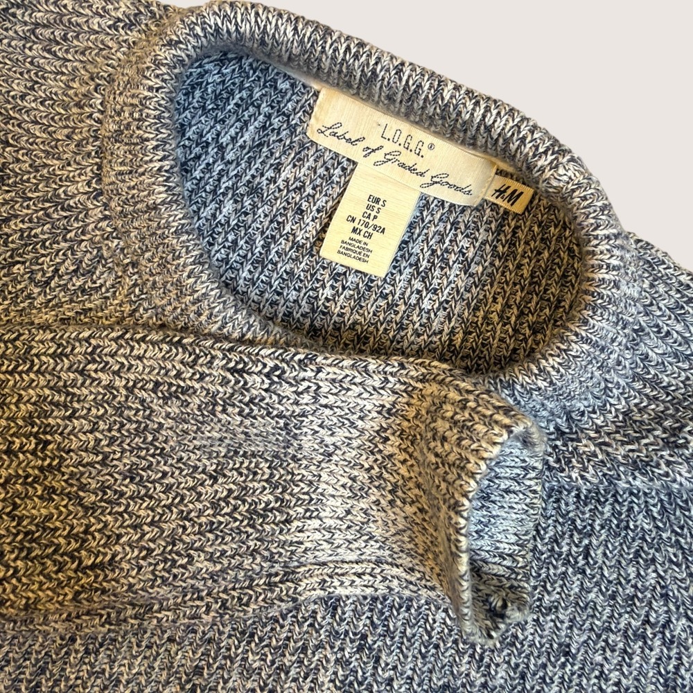 H&M L.O.G.G Blue‎ Gray Cotton Normcore Knit Sweater Women's Small Crewneck - Picture 3 of 8